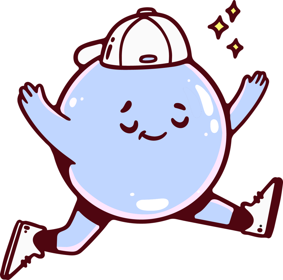 Blue Mönkii mascot running